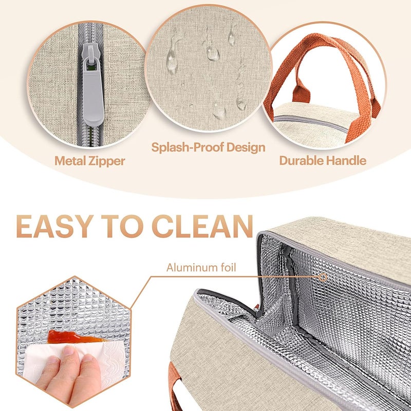 Easyfun Lunch Bag for Women & Men Adult Insulated Lunch Box, Small Leakproof Cooler Food Lunch Containers Reusable High Capacity Lunch Tote Bags for Work, Travel, Outdoor (Beige) - Image 4